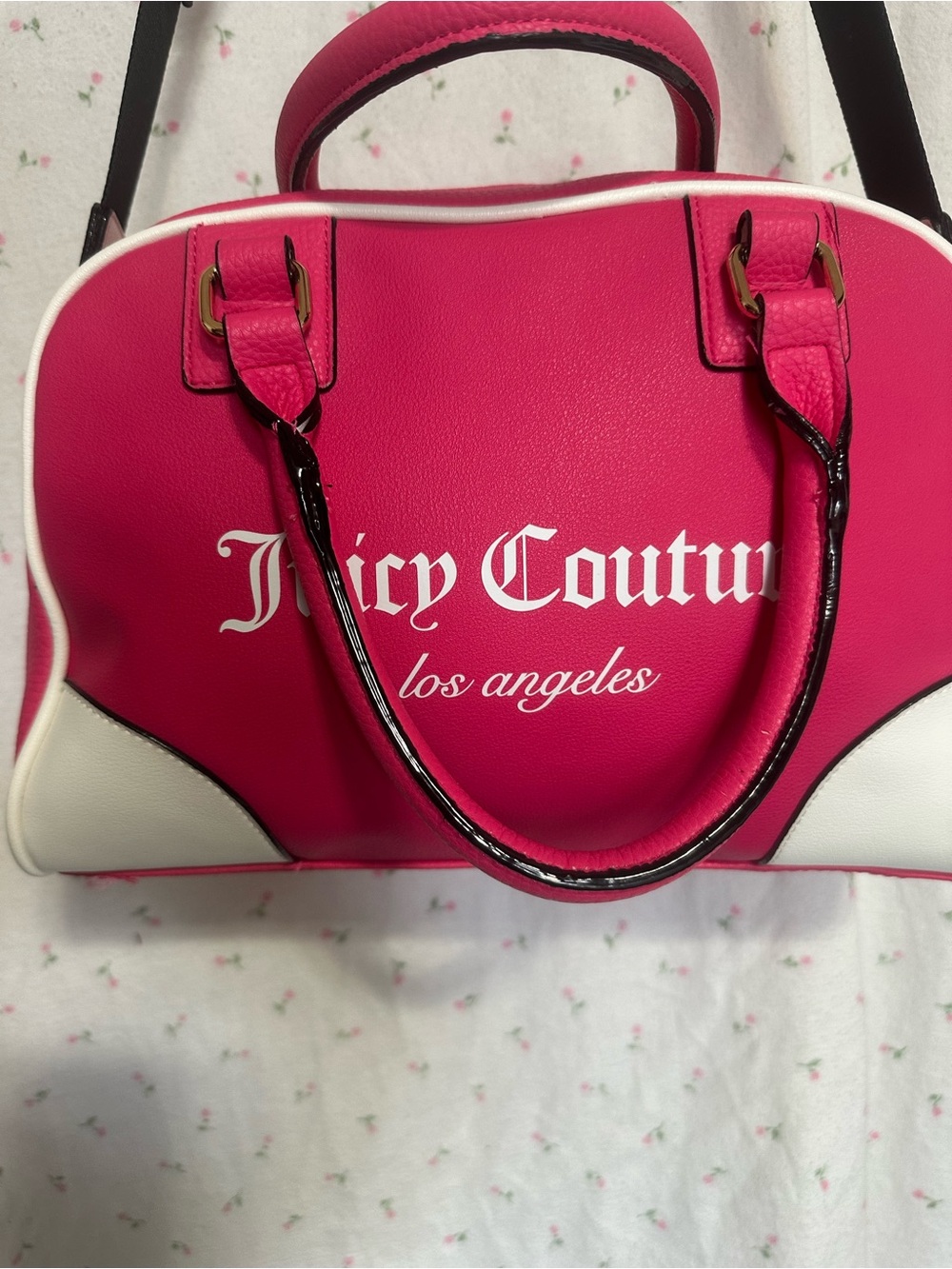 Juicy Couture Hot Pink and White Dome Satchel with Logo Strap - Picture 14 of 14